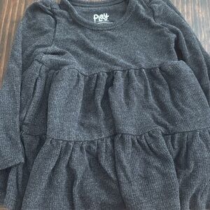 Little Sleepies heather black waffle tiered dress